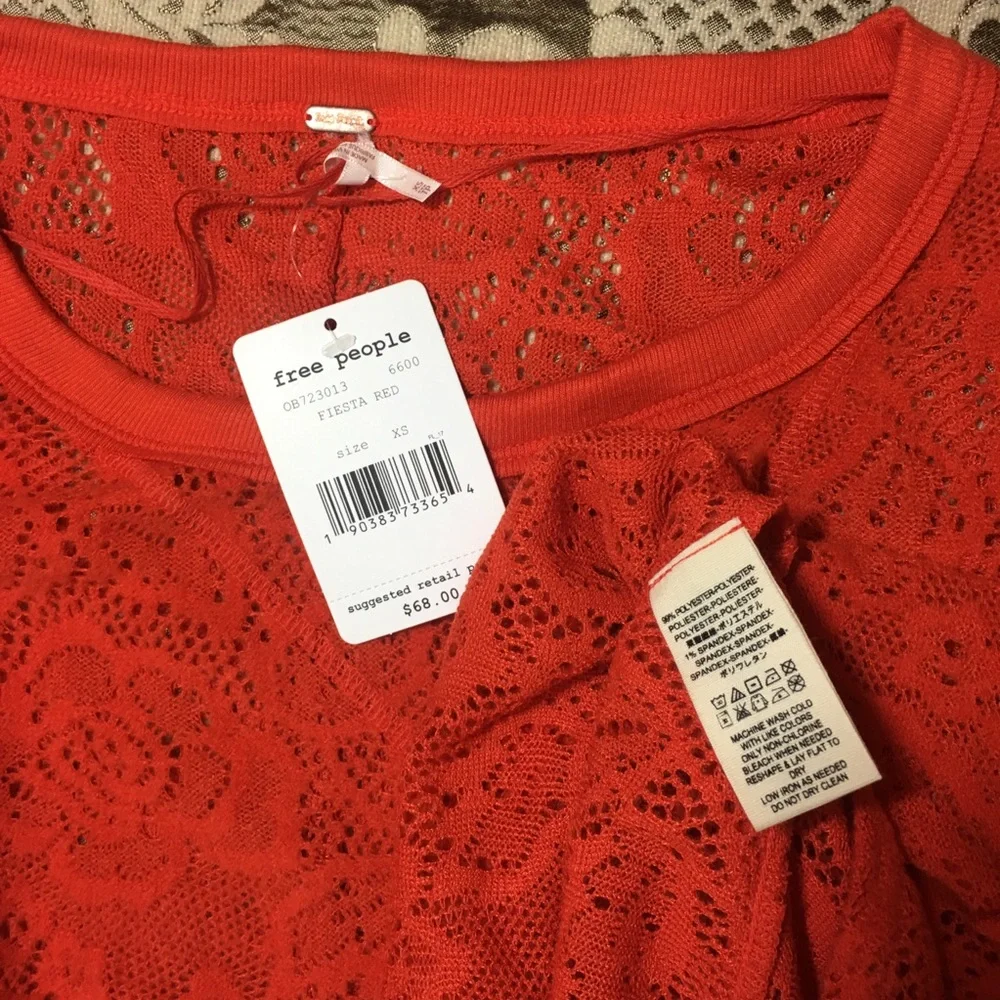 NWT FREE PEOPLE NOT COLD IN THIS LONG SLEEVE‎ SHEER KNIT TOP Boho Chic Romantic